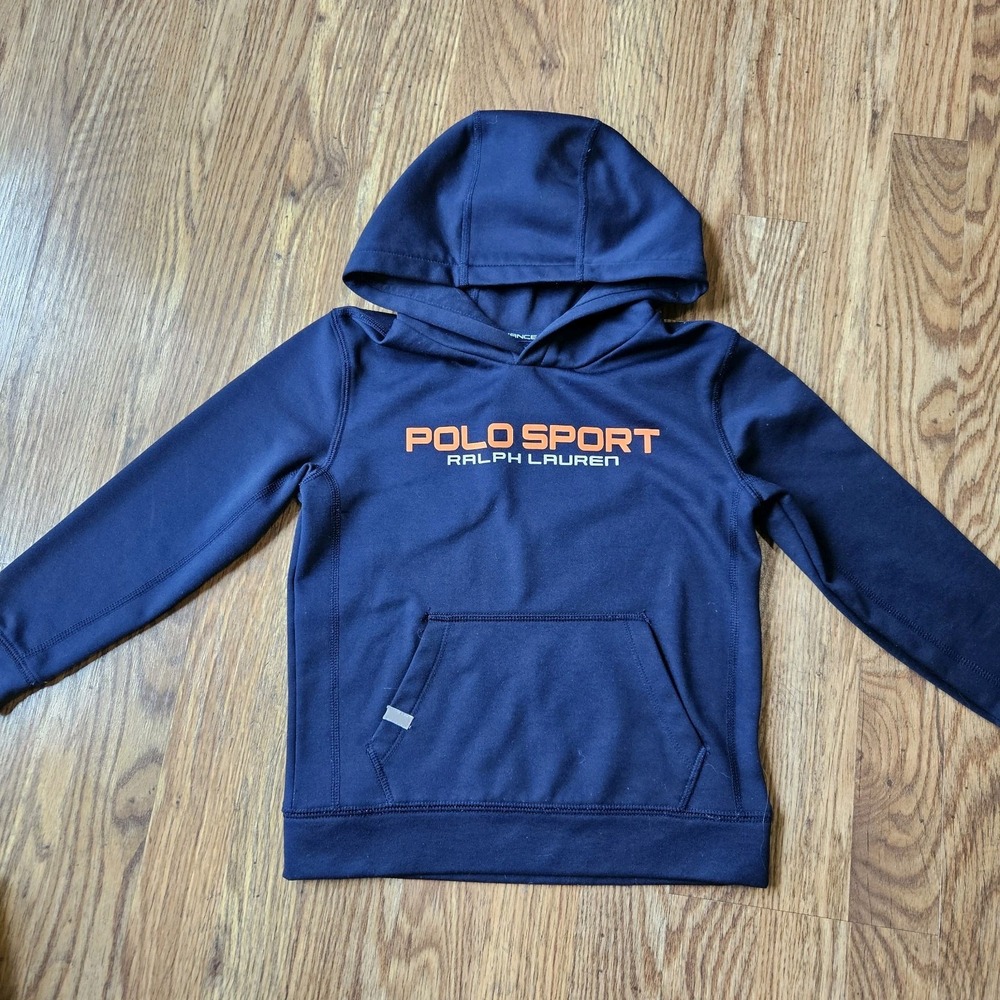 Ralph Lauren Polo Sport Performance Hoodie Boys (Size 6) Navy Blue Orange